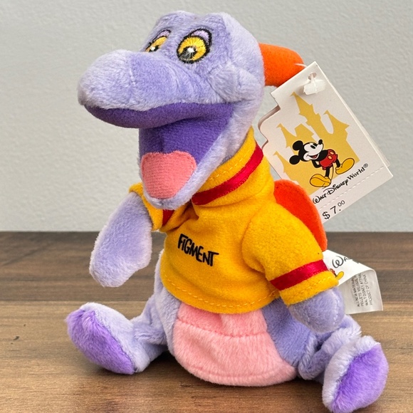 NWT VINTAGE Walt Disney World FIGMENT Bean Bag Plush EPCOT Purple Dragon Toy - Picture 1 of 12